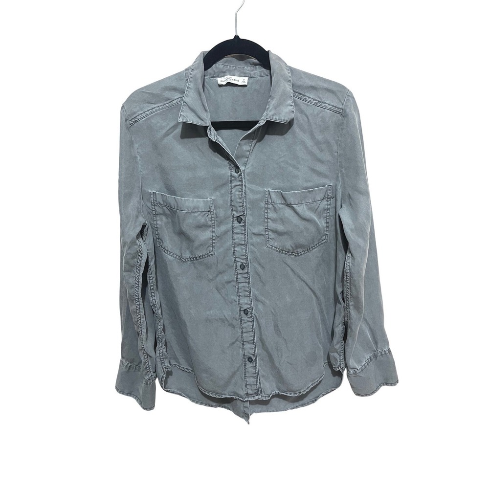 Abercrombie Lyocell Shirt M Gray Split Hem Softwear Utilitycore Minimalist